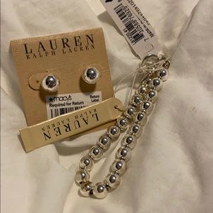 Ralph Lauren Silver-tone tud earrings & bracelet